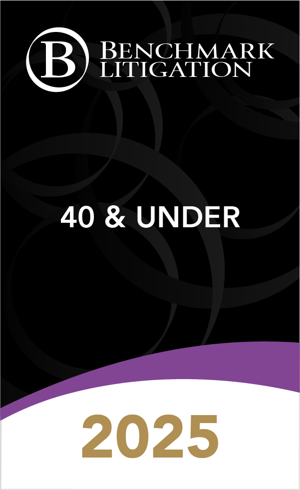 40 and Under Benchmark Litigation logo for 2025