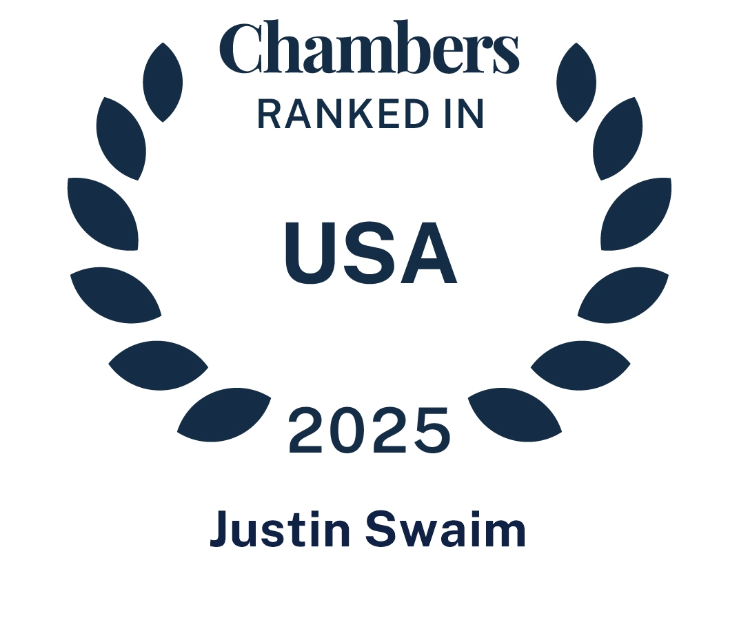 Chambers 2025 badge for attorney Justin Swaim