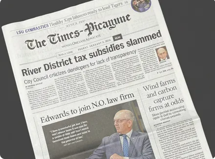 Newspaper article of Edwards to Join N.O. law firm